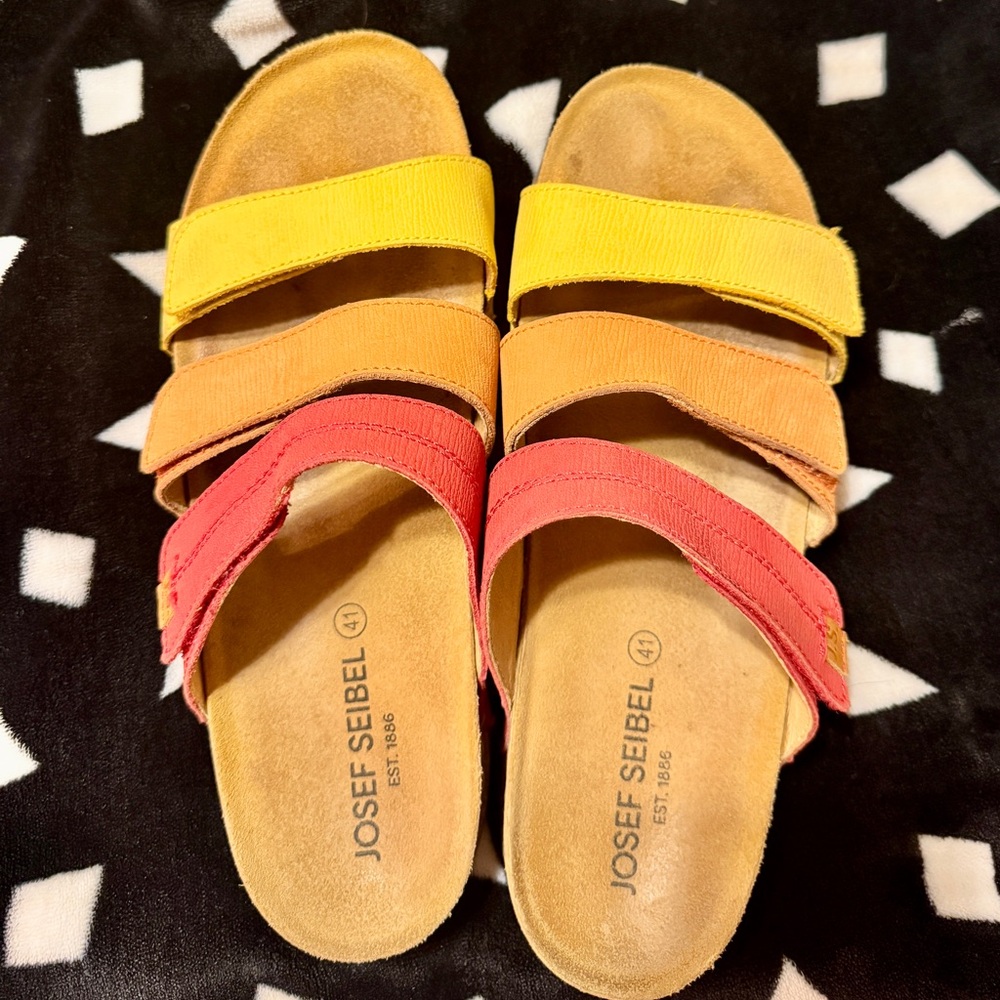 Josef Seibel Women's Red, Orange, and Yellow Sandals